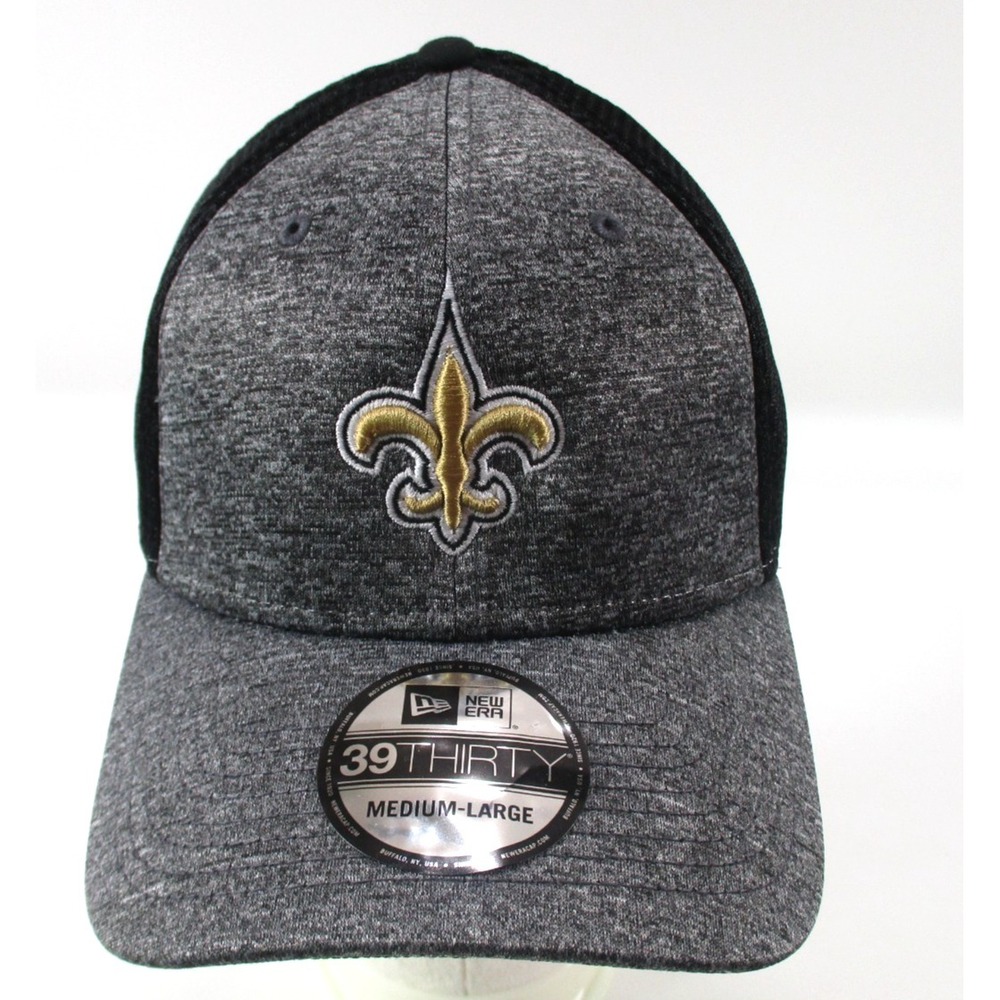 New Orleans Saints‎ New Era 39Thirty Medium / Large Stretch Fit Black Gray Hat